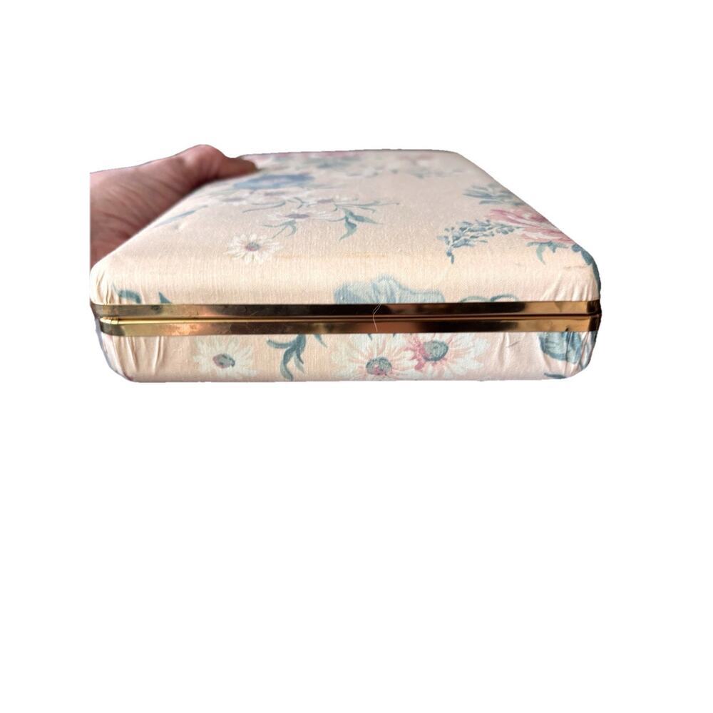 Vintage Green Fabric Covered Jewelry Box with Mirror - Picture 3 of 7